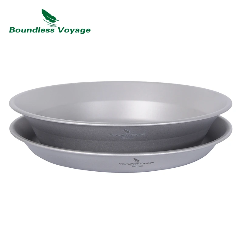 

Boundless Voyage Titanium Pan Bowl Set with Carry Bag Outdoor Camping Dish Plate Tableware Cookware Mess Kit