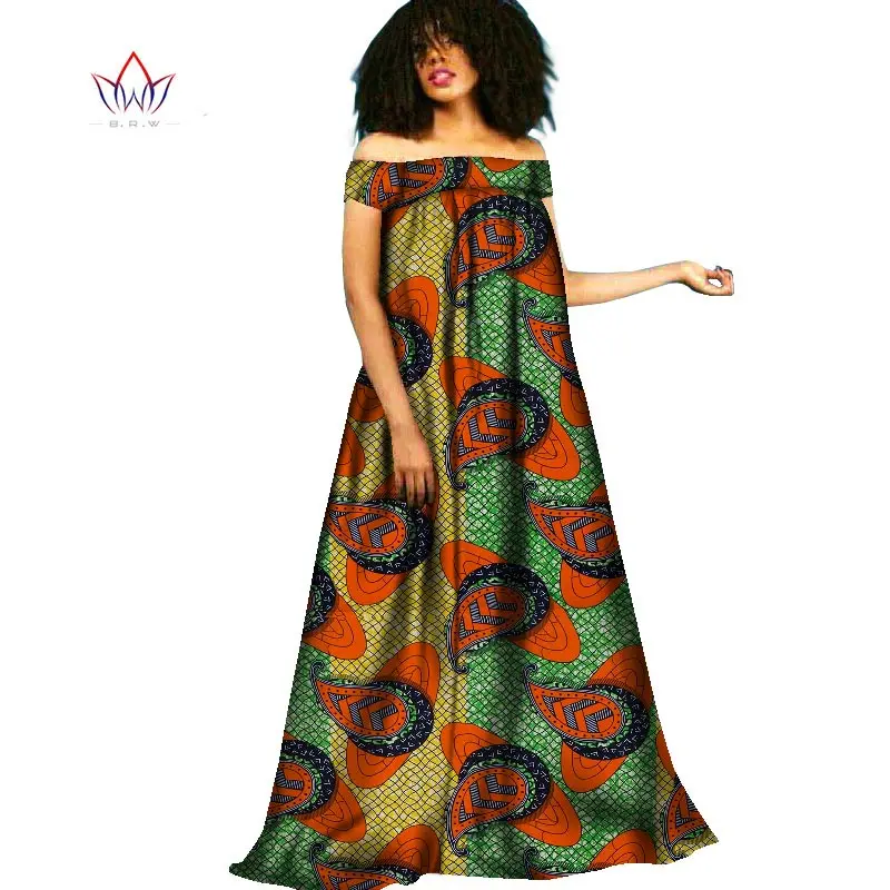 BRW африканская одежда традиционный Базен Riche осеннее платье бохо стиль роковой Макси платье женские Платья Туника Платья WY2091