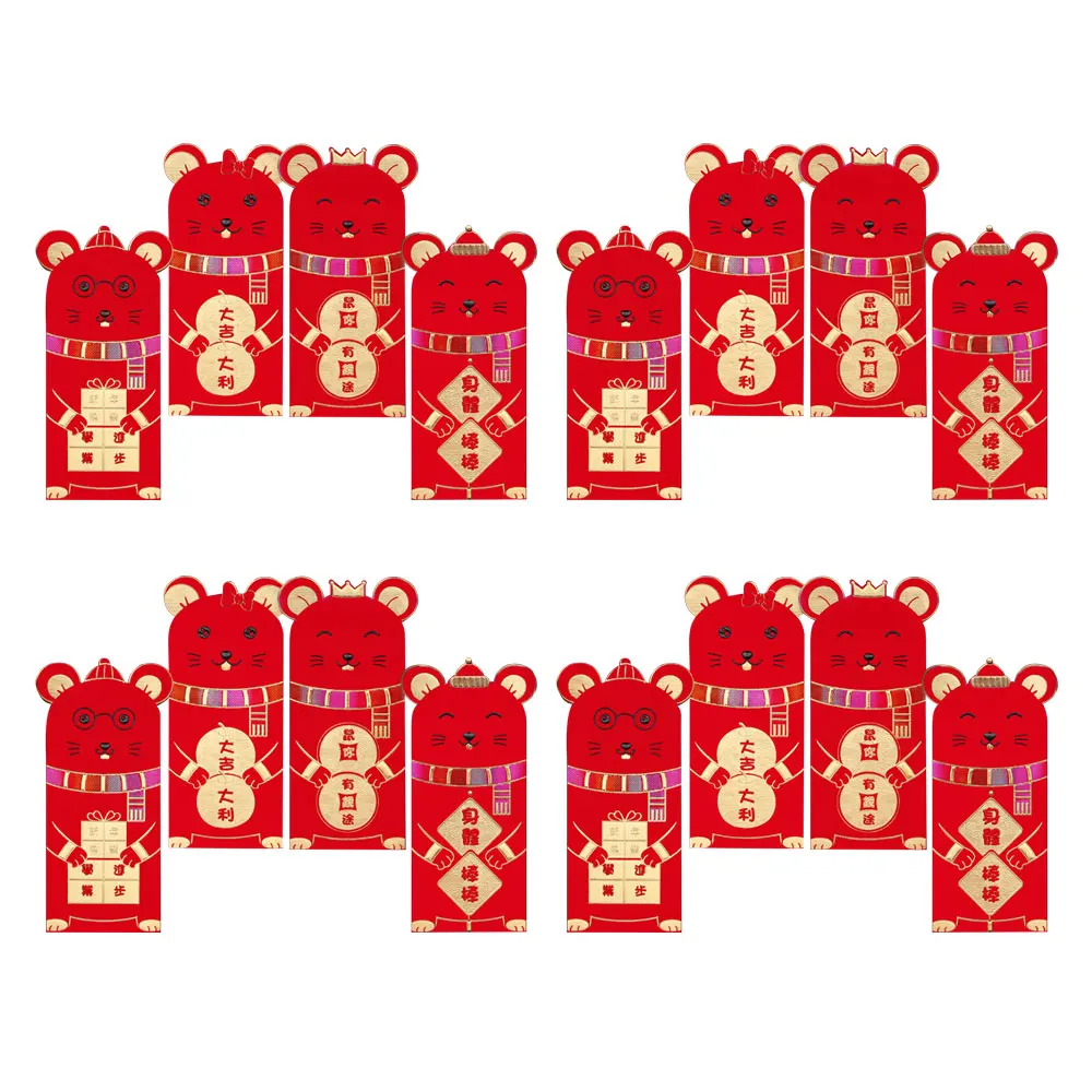 32 шт китайский новый год красный конверт для денег крысы пакет мешок дети карман
