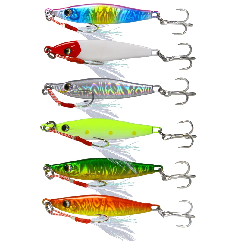 

SEAPESCA Spoon Vibrate Sequins Metal Fishing Lure VIB Wobbler Sinking Pesca Artificial Bait With Feather Quality Hook Lure ZB542