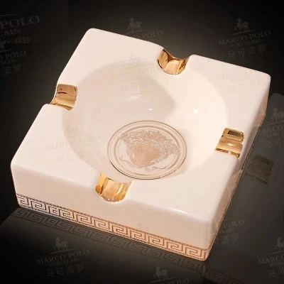 18X18X5.7cm OUSSIRRO Европа роскошный большой размер пепельницы гаджеты Винтажный стиль квадратный качество керамика KTV отель дома сигары пепельница - Цвет: 18X18X5.7cm