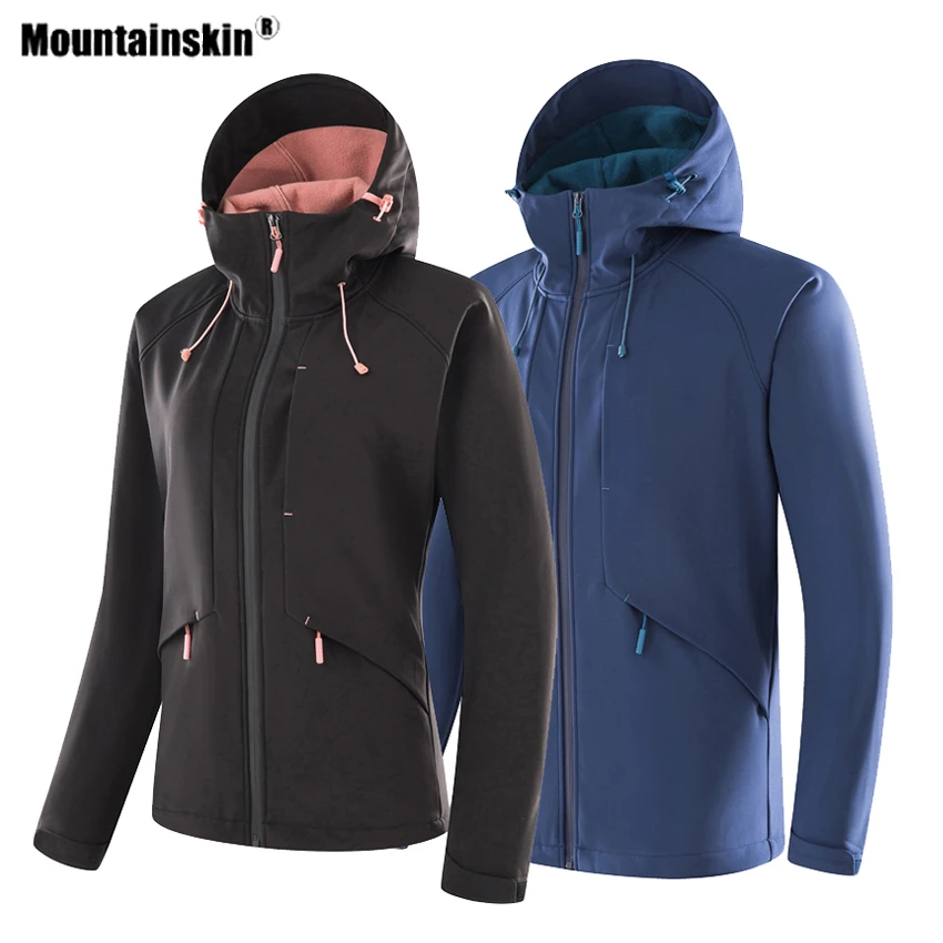Tanie Mountainskin mężczyźni kobiety Softshell piesze wycieczki grube kurtki Outdoor Sports wiatroszczelna wspinaczka wiatrówka Trekking Camping płaszcze VA618