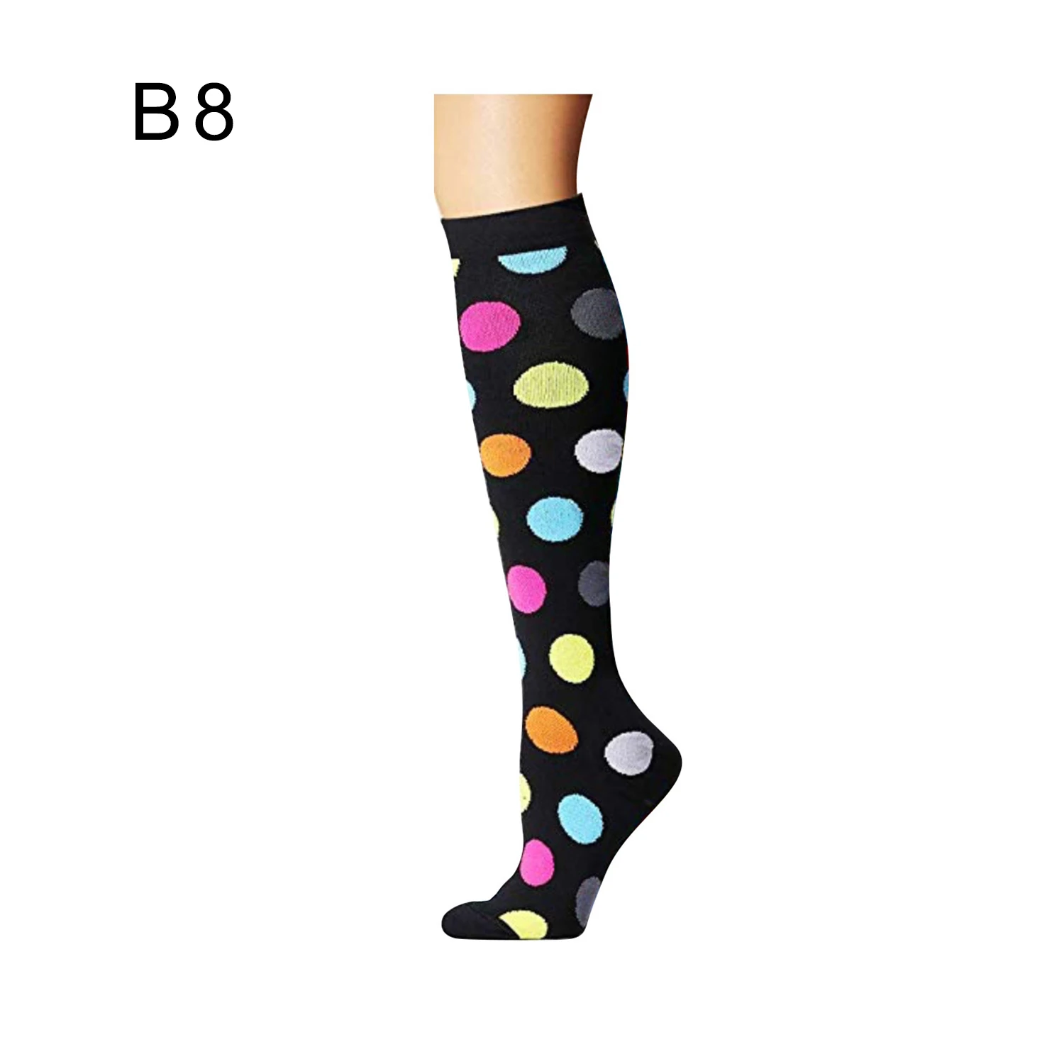 B8 Polka Dot Love Unisex Women&Men Sports Compression Stretch Socks for Nurses Relief Girl Sokken Women Fitness Thigh High Socks - Цвет: B8