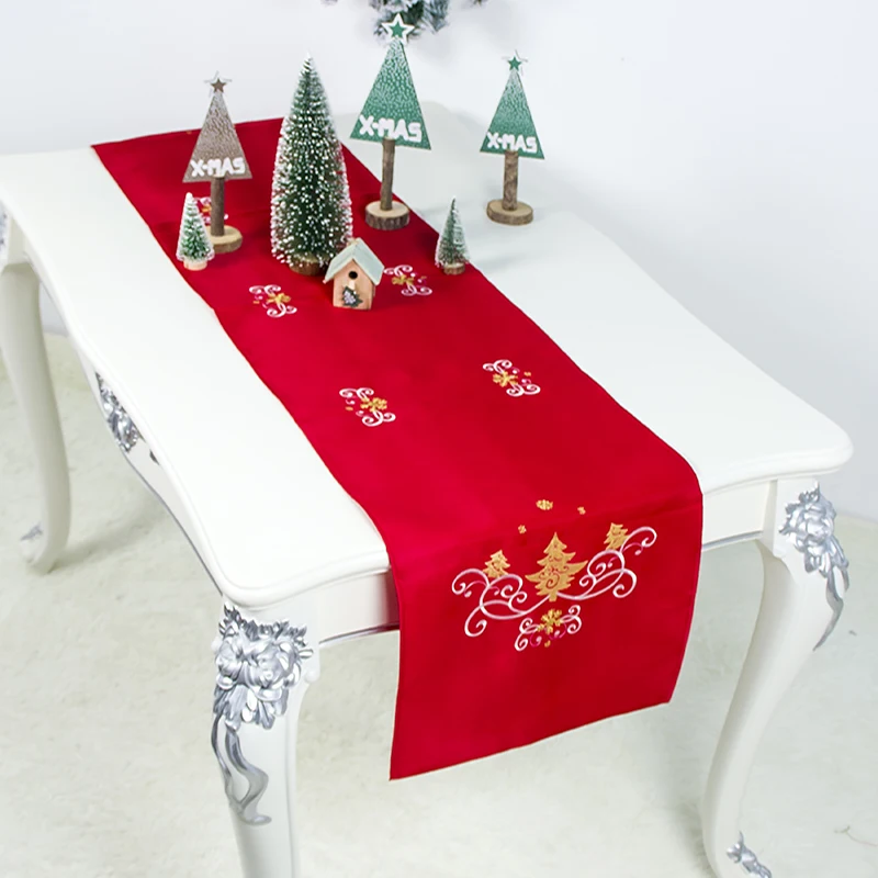Рождественская скатерть, вышитая снежинками, оленем, столовое белье для рождественского праздника, украшение, рождественский стол, флаг, Новинка