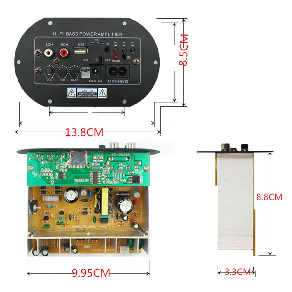 Дистанционное управление DIY Автомобильная аудиокарта Hi-Fi бас домашний усилитель аксессуары для плат 100 до 200 Вт 12V24V220V простой в эксплуатации USB Сабвуфер