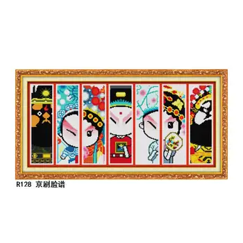 

Beijing opera facial makeup Chinese Cluture CROSS-STITCH 11CT14CT Hand made DIY Embroidery Kits for Home Decor and Surprise Gift