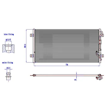 

Condenser, air conditioning(Air Conditioning, universal) For KIA CARNIVAL 3.5 Dimensions 736×369.6×18