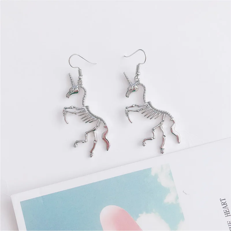 

2019 New Unicorn Earrings Unicorn Skeleton Drop Earrings Fashion Jewelry Wholesale