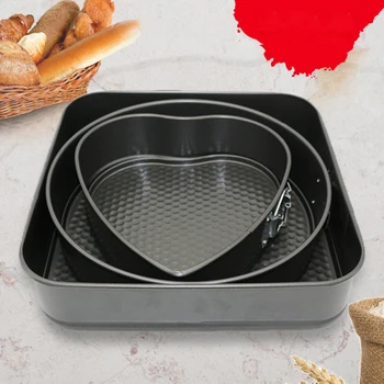 

3Pcs Carbon Steel Baking Mold Bakeware Cake Baking Moulds Non-stick Cake Baking Pan Loose Base Baking Tray Kitchen Tools