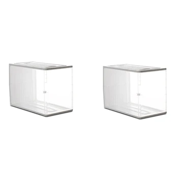 

2 PCS Transparent Handbag Storage Box Plastic Shoe Box Dustproof Bag Storage Cabinet Stackable Boots Sneakers Organizer