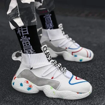 

Mixed Colors Men Fashion Casual Shoes Breathable Mesh Zapatos Comfortable Men Fly Weave Antiskid Sneakers Calzado De Hombre