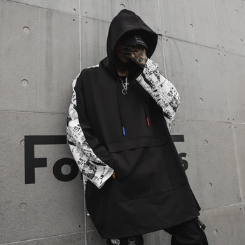 

Men's T-shirt 2019 summer new slim patchwork cap monographic long sleeve T-shirt loose casual personality young men's wear