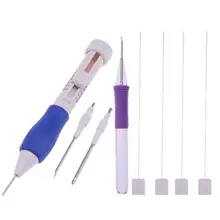 Magia bordado caneta diy artesanato magia bordado caneta conjunto diy 3 intercambiáveis perfurador agulha acessórios de costura