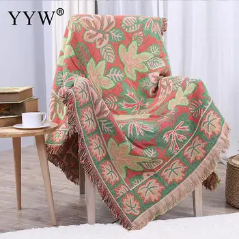 

1pc Warm Throw Leaf Pattern Blanket Red Cotton Tassels Sofa Blanket Throw Kids Bed Crib Plane Car Summer Blanket Cover 90x240cm