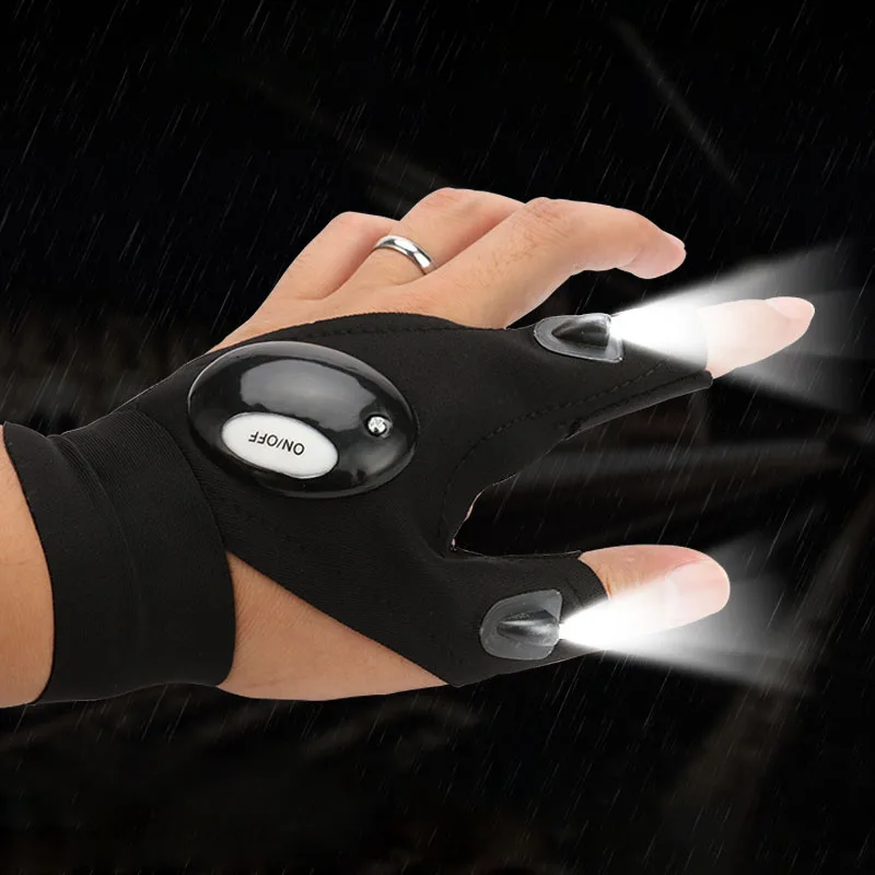

Outdoor Half Finger Fishing Gloves LED Flashlight Torch Cover Survival Camping Hiking Cycling Rescue Tool Gloves