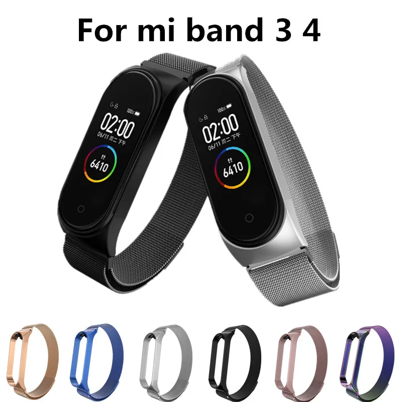 Браслет mi Band 4, металлический ремешок из нержавеющей стали, браслет mi band 4, 3, браслеты Pulseira mi Band 4, 3, ремешок для Xiaomi mi Band 3, 4