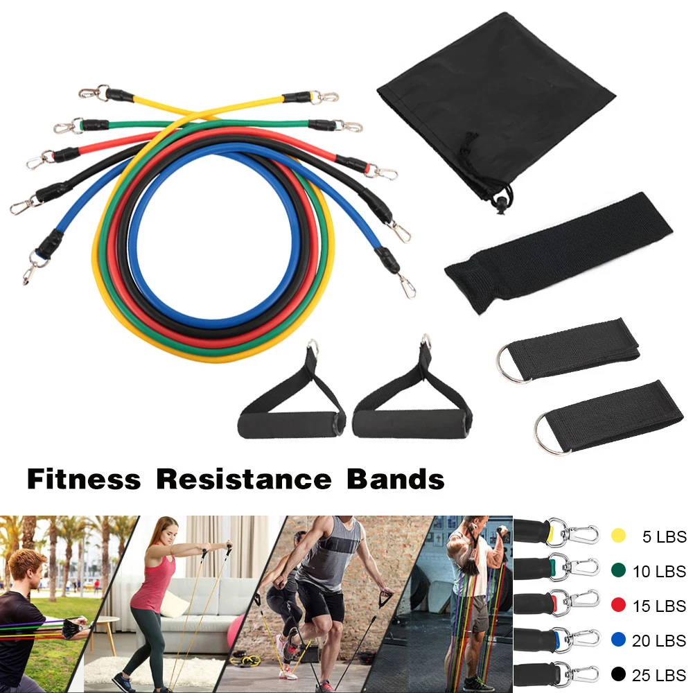 

OneTwoFit 11pcs/set Resistance Bands Fitness Equipment Pull Yoga Rope Strap Latex Tubes Pedal Home Gym Sport Excercise Workout