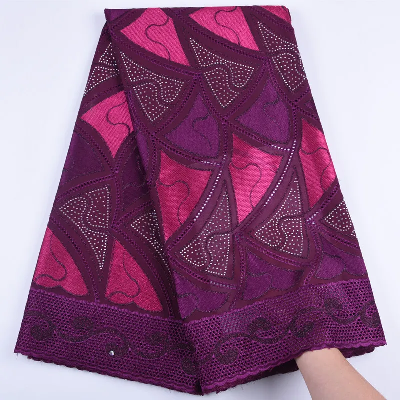 

Latest African 100% Cotton Lace Fabric Nigerian Swiss Voile Lace Switzerland With Stones For Every Party Dress Lace 5 Yards 1718