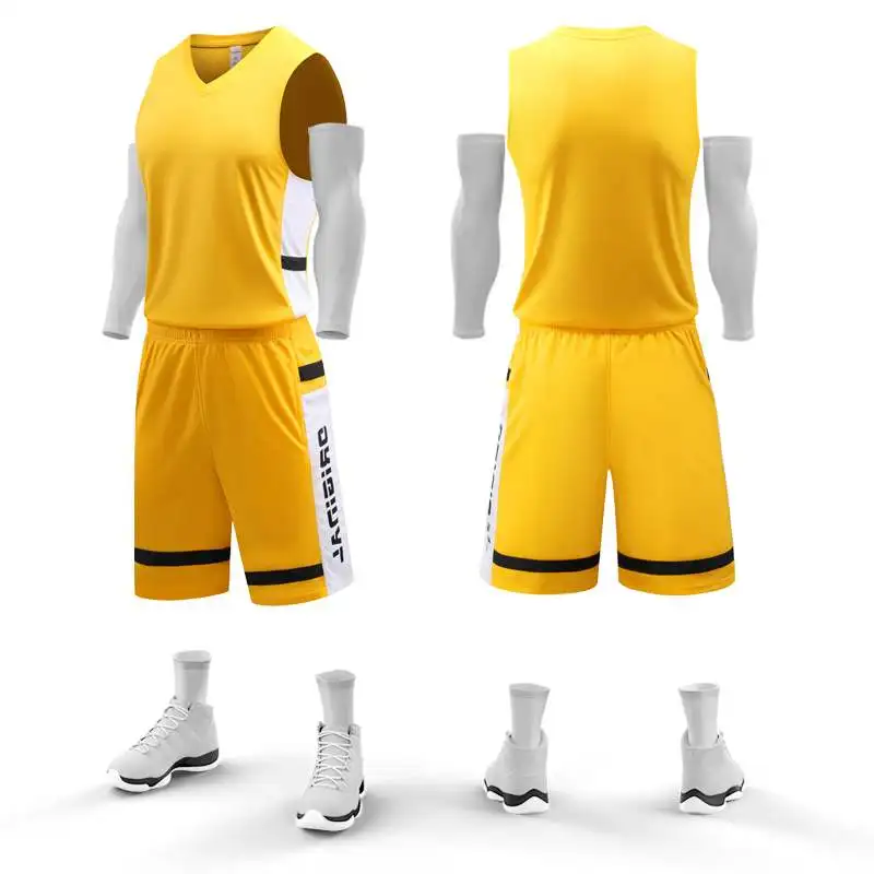 Новое поступление для взрослых Мужская баскетбольная майка комплект команда колледжа спортивный костюм для баскетбола дышащая баскетбольная майка комплект одежды с принтом - Цвет: SYLQ2001 yellow
