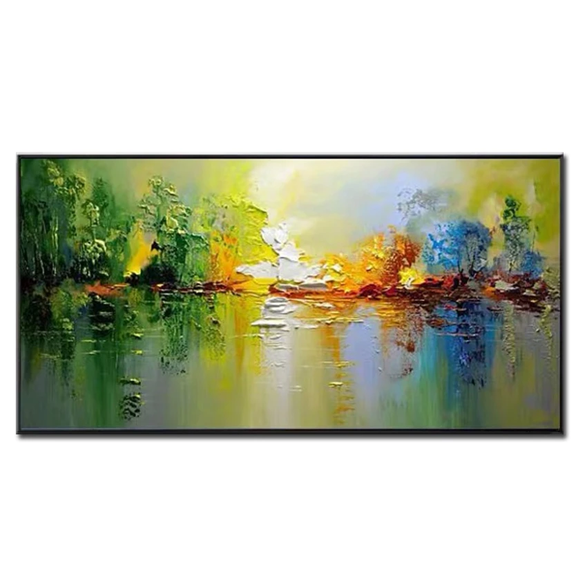 Абстрактный пейзаж 100% ручная роспись нож картина маслом абстрактная фотография