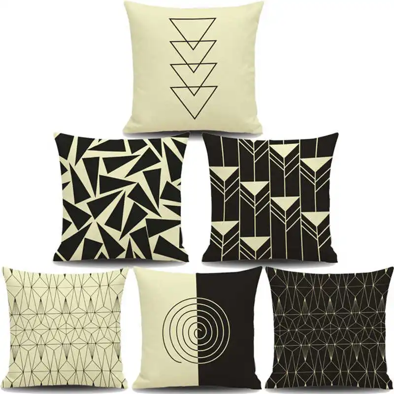

Cushion Throw Geometry Case Modern Linen Simple 18'' Pillow Printed Nordic Cover