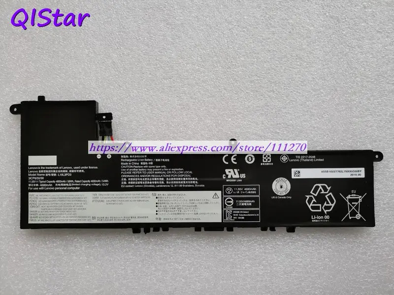 QISTAR 11,55 V 4680mAh настоящий L19L3PD3 Аккумулятор для ноутбука lenovo