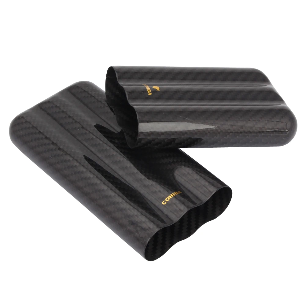 COHIBA чехол из углеродного волокна для сигар, портативная коробка для сигар, аксессуары для сигар на открытом воздухе для 3 сигар, держатели W/Подарочная коробка