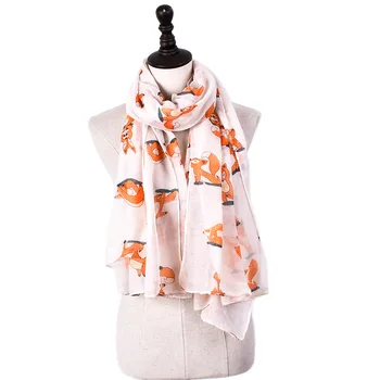 

Guttavalli Fashion New Woman Solid Big Fox Long Shawl Winter Stripes Scarves Female Autumn Animals Print Infinity Scarf