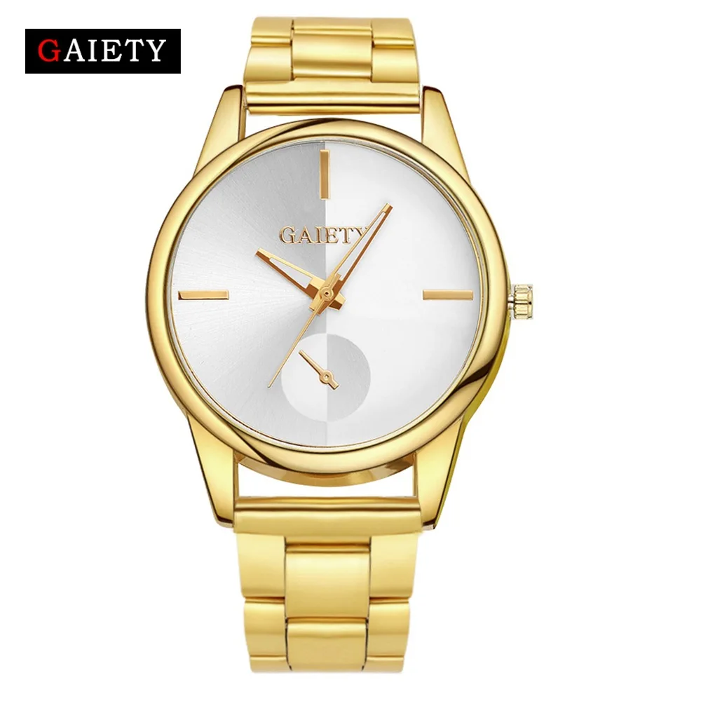 

GAIETY Top Brand Watch Men Day And Night Gradient Dial Quartz Watch Simple Big Scale Gold-Tone Steel Belt Clock Fashion Relogio