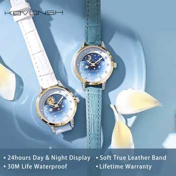 

KOVONSH Luxury True Leather Women Watches Lady Watch Small Dial Fashion Dress Girls Quartz Wrist Watches Gifts Dropshipping