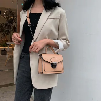 

Fashion Single-shoulder Bag for Women PU New Style Square Sling Bag Women's Cross-body Retro Mortise Lock Small Bag