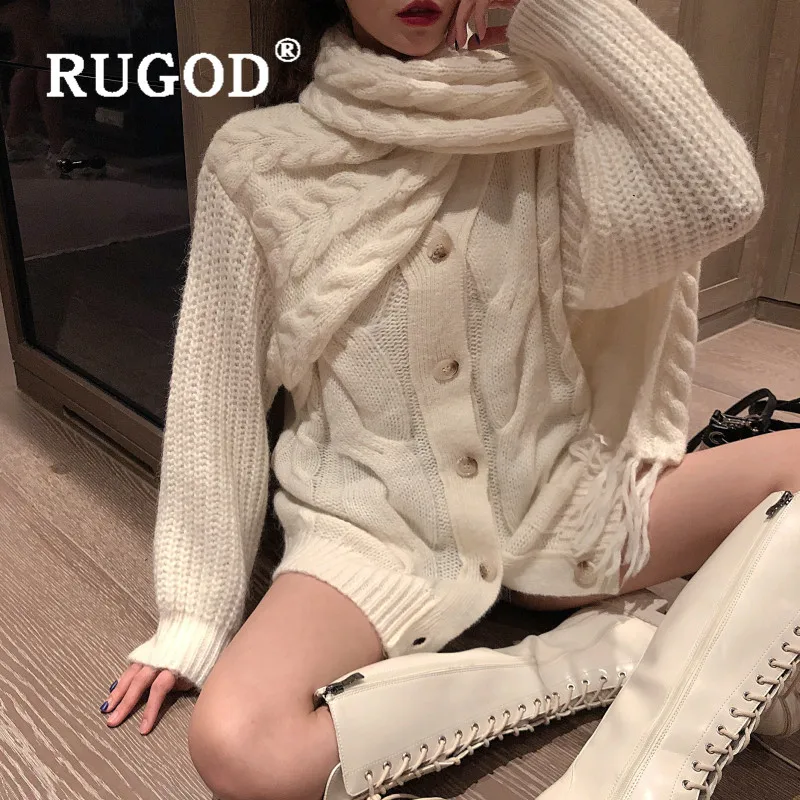 RUGOD, элегантный длинный кардиган, твист узор, свитер, женские свитера,, Зимние Топы для женщин, Вязанная одежда, мода, Kpop одежда