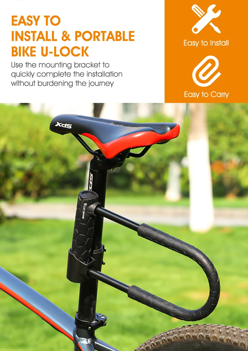 WEST RADFAHREN Fahrrad U Sperren Anti-theft Sicherheit Bike MTB Rennrad Motorrad Roller Rad Kabel Kette Lock Radfahren zubehör – Detail 38