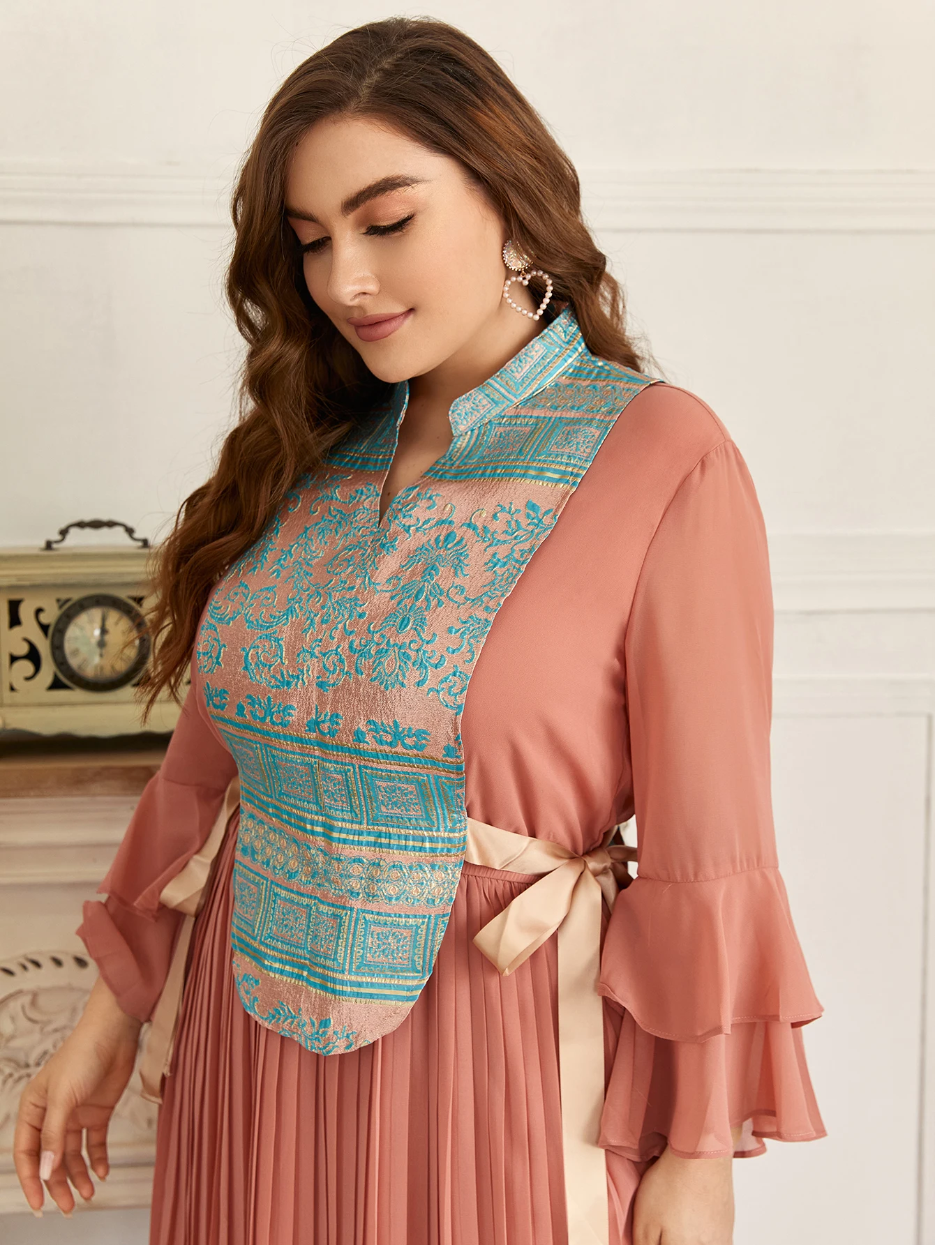 2021 Roken Evan  Abaya For Women Plus Size 2Pcs Dress Lone Sleeve Modest Muslim Arabic