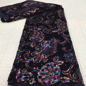 

African Mesh Lace, Embroidered Sequin Beaded Lace, French Tulle Fabric For Nigerian Wedding Party Sew