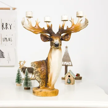 

Christmas Resin Crafts Elk Candlestick Ornament Candle Desktop Decor Background Exquisite Deer Christmas Decorations for Home