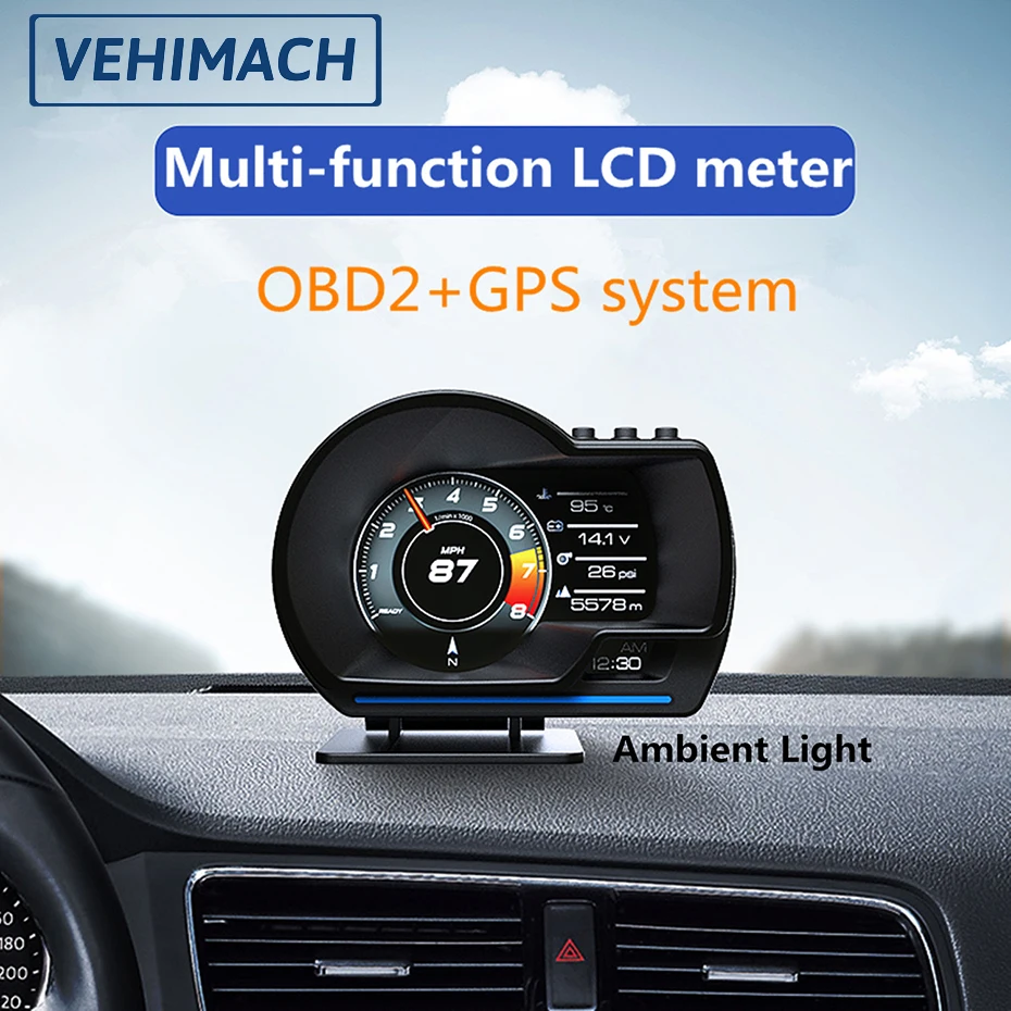 Автомобильный GPS-дисплей OBD2 цифровой спидометр одометр с ЖК-дисплеем