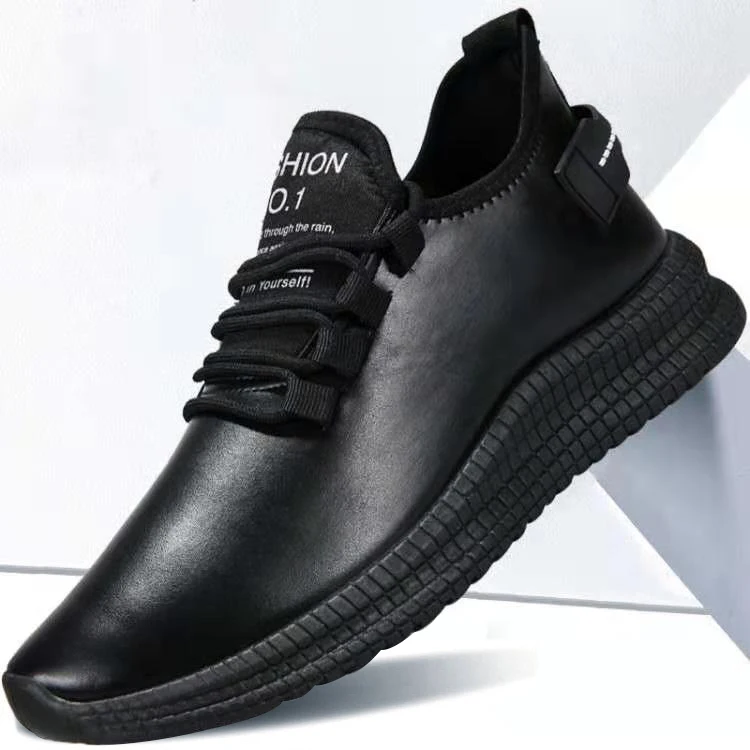 Мужская повседневная обувь из гибкой кожи; Comfor Zapatos De Hombre; модная мужская обувь в джентльменском стиле; 46; прогулочные мужские кроссовки; - Цвет: Black White