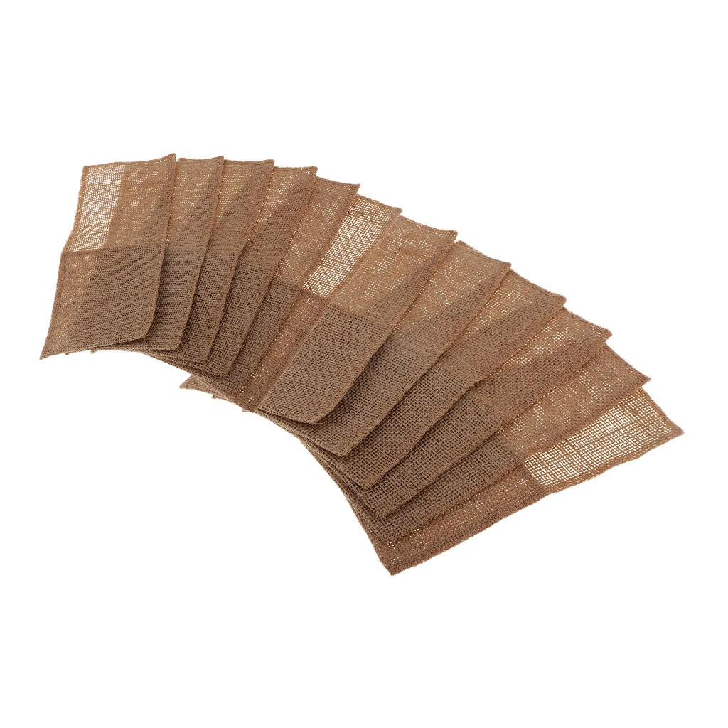 12pcs Natural Burlap Utensil Holders Cutlery Pouch Party Bridal Shower Wedding Tableware Bags Favor
