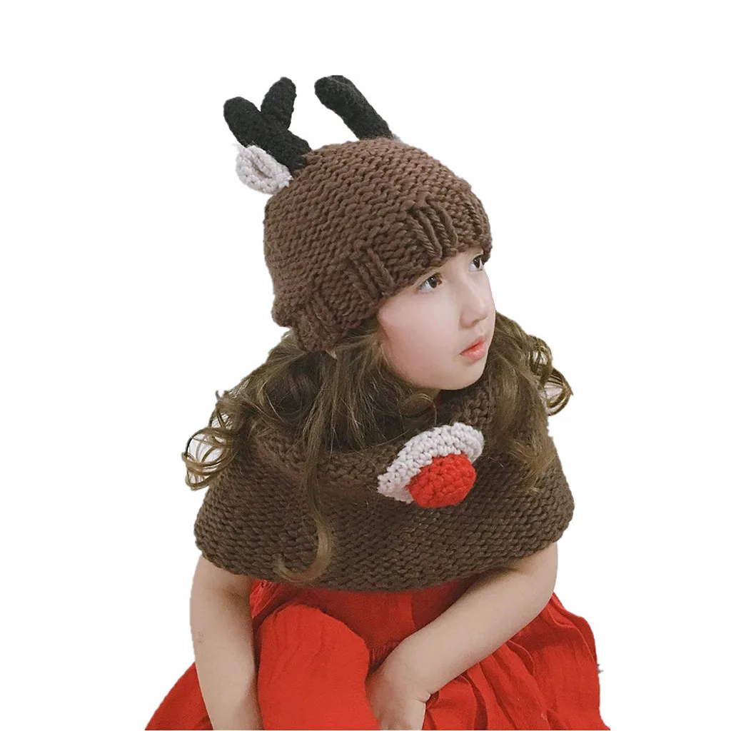 Детская зимняя шапка малыш девочка и мальчик ребёнок младенец Рождественский кардиган Крючковой вязки Шея шапка для новорожденных; наряд для фотосессии шапочка с помпоном
