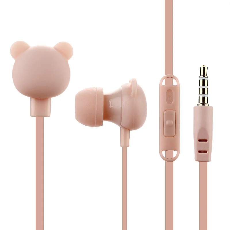 Colorful Cartoon Cute Earphone Studio with Mic Button Remote Bear Earphone for iPhone Samsung Huawei xiaomi Birthday Gift
