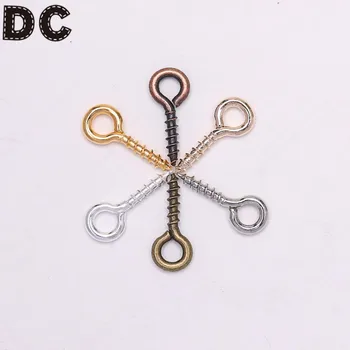 

DC 200pcs/lot Small Tiny Mini Eye Pins Eyepins Hooks Eyelets Screw Threaded Gold Clasps Hooks Jewelry Findings For Making DIY