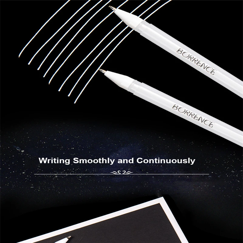 0,8 мм серебристо-белая гелевая ручка с изюминкой, тонкие ручки для рисования для художников, комиксы рисунок, дизайн, иллюстрация, черная бумага