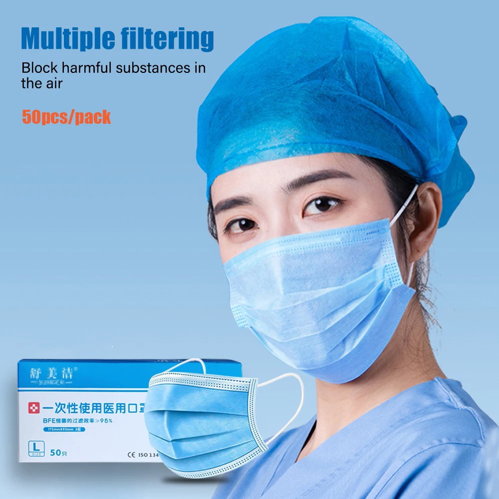 

3 Layers Disposable Protective Face Mouth Mask Anti PM2.5 Influenza Bacterial Facial Dust-Proof Safety Masks