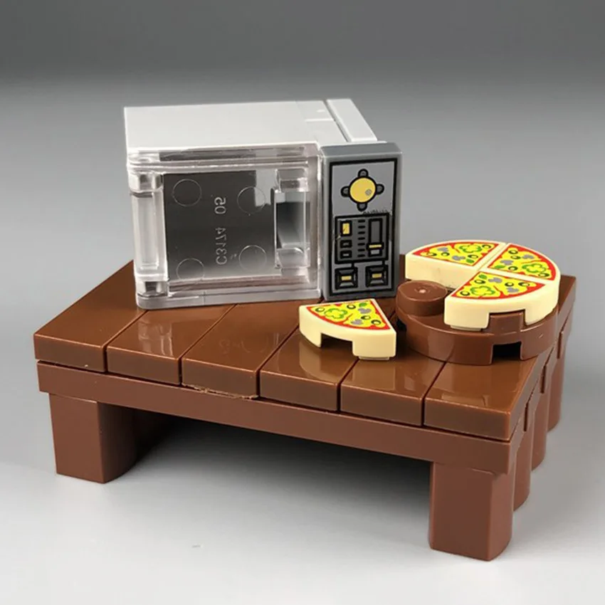 Legoinglys Scene Toy Block Microwave Table Turkey Pizza Building Blocks Party Halloween MOC Accessories Bricks DIY Kits Toys  (1)