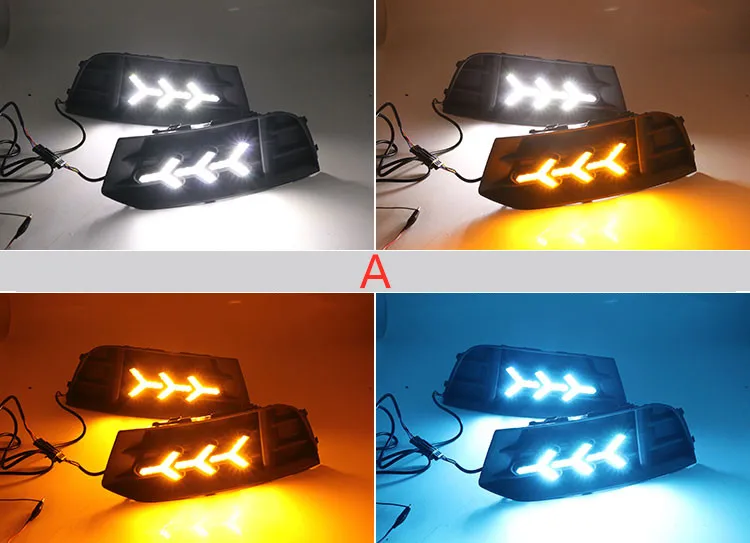 EOsuns led drl дневные ходовые огни для Audi A3- с динамическим движущимся желтым поворотным сигналом и синим ночным светом - Цвет: A