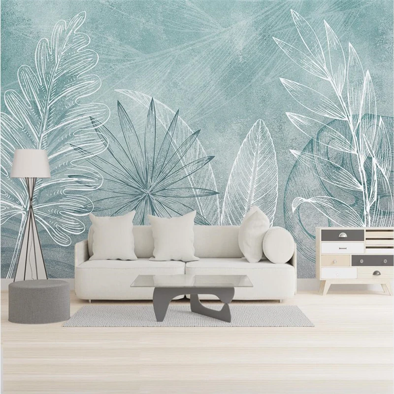 

beibehang Custom Wallpaper Tropical leaves Murals for Living Room Home Decor Background Mural Papel De Parede 3D Wall painting