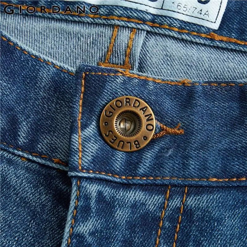 Giordano мужские утолщенные потертые джинсы из денима дизайн средней высоты мужские джинсы с пятью карманами прочные качественные брюки Hombre 01119092