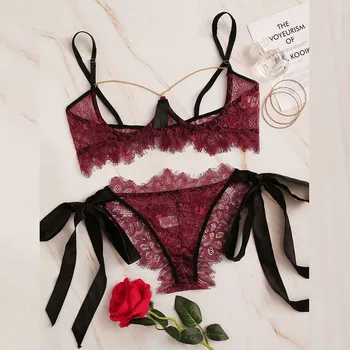 

Floral Lace Lingerie Set Women Intimates 2019 Summer Bra And Panty Sexy Sets Female Solid Briefs Underwear Set sexy bra sets B4