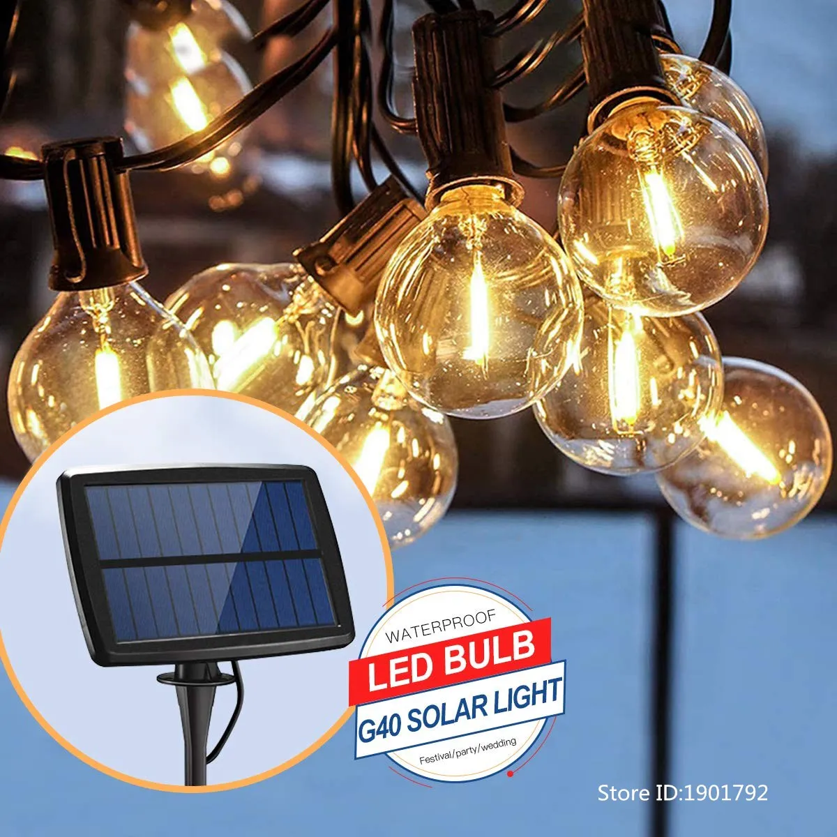 

Garden Solar Light 4 Modes 25LEDs 2700K G40 Tungsten Solar String Lights Christmas Garland Solar Garden Waterproof Light Outdoor